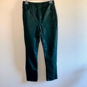 Green Faux Leather Pants